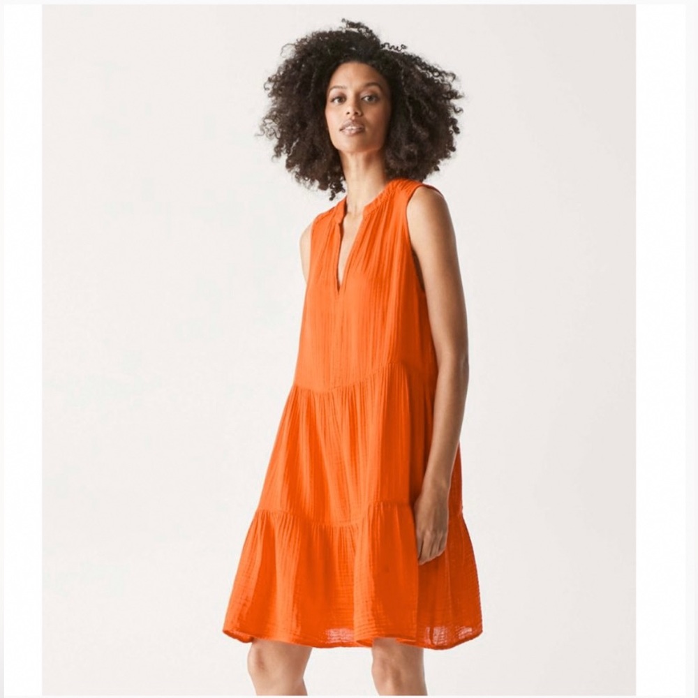 BRAND NEW Michael Stars Orange Daisy Gauze Dress - Size XL